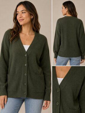 Splendid Olive Green Longline Cardigan XL Button Front Pockets NWOT